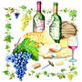 papieren-servetten-lunch-diner-WINE &amp; CHEESE-wijn-kaas-druiven-ranken-Ambiente-33x33cm