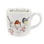 Royal-Worcester-Portmeirion-beker-mok-mug-ONE SNOWY DAY-Wrendale-serie-Christmas-winter-time