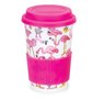 Dunoon-TRAVEL-MUG-beker-mok-FLAMBOYANCE-flamingo&#039;s-roze-regen-440ml