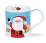 Dunoon-kerstbeker-fine bone China-Bute-CHRISTMAS-POST-winter-Santa-Kerstman-Robin-Roodborstjes