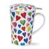 Dunoon-Shetland-shape-set-mug-infuser-lid-beker-theezeef-deksel-WARM-HEARTS-gekleurde-harten-explosie-440ml