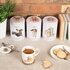 Wrendale-TEA-COFFEE-SUGAR-set/3-voorraad-blikken-trommels-A_DOG'S_LIFE-rond-11cm-WrendaleDesigns-Hondenrassen-Hannah_Dal